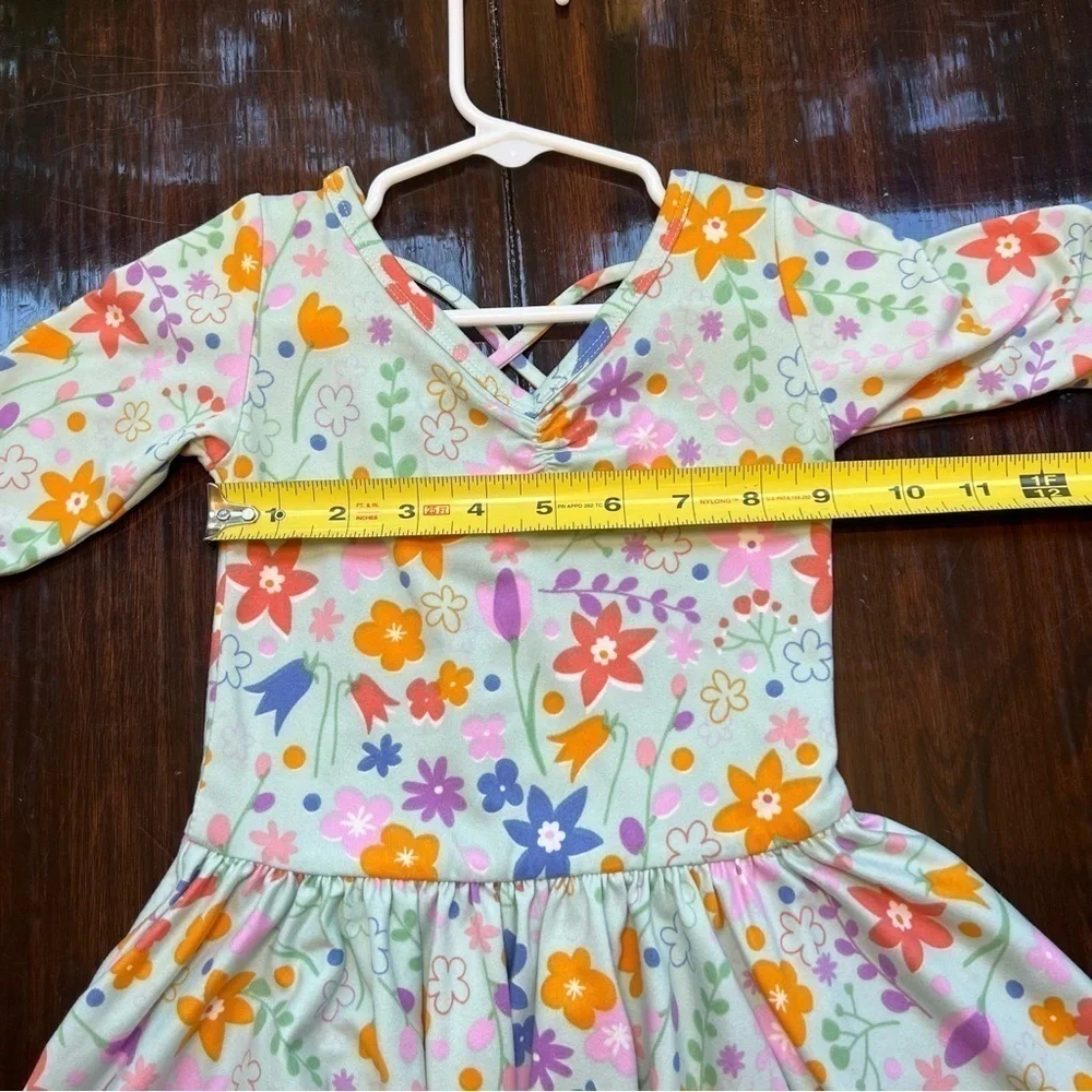 Dot Dot Smile Short Sleeve Kids Dress Mint Green With Flowers Size 2T